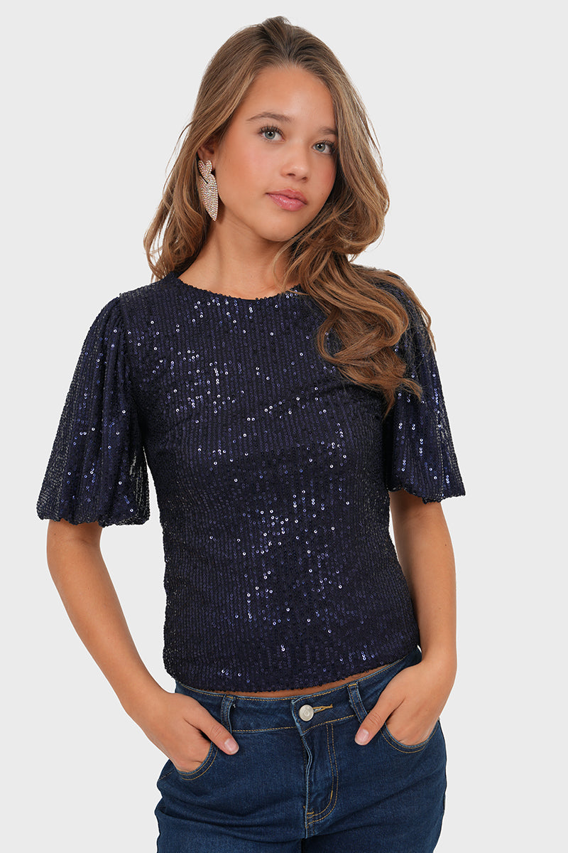 "Shiney" top navy