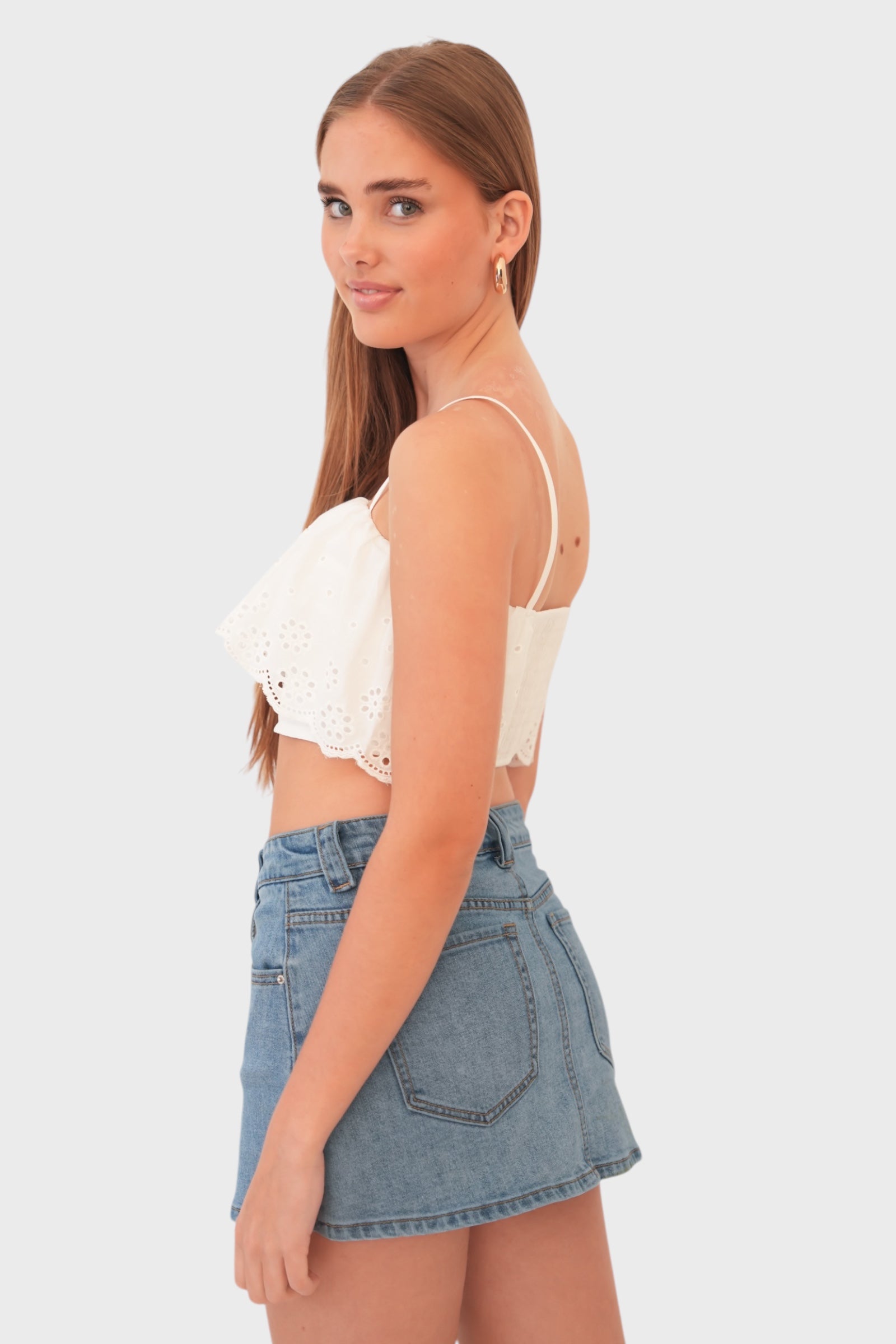 "Lily" top white