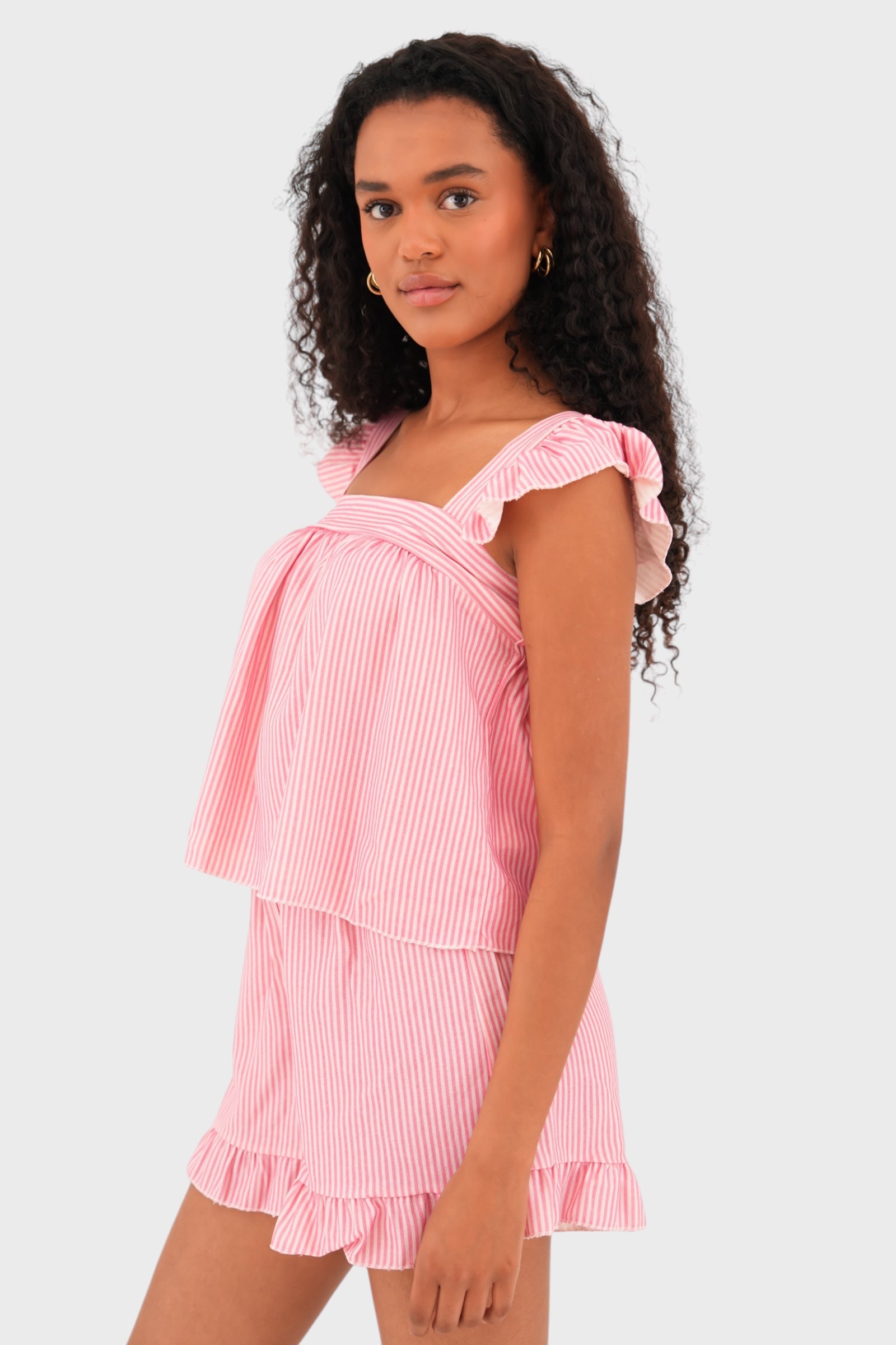 "Bobby" short striped pink
