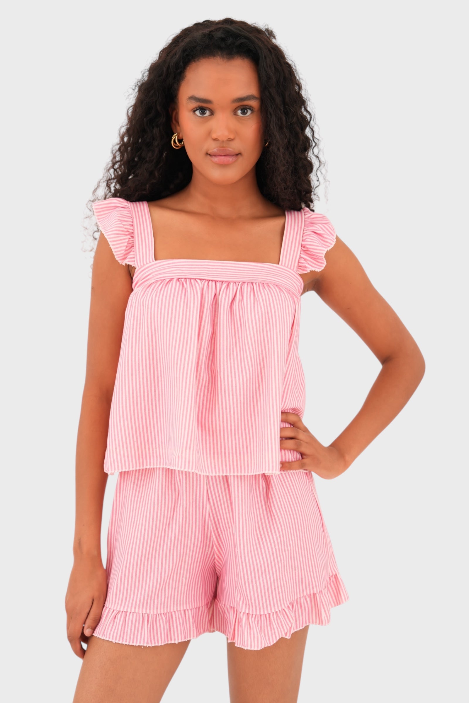"Bobby" short striped pink