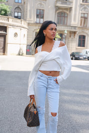 "Spitzen" Pullover weiß