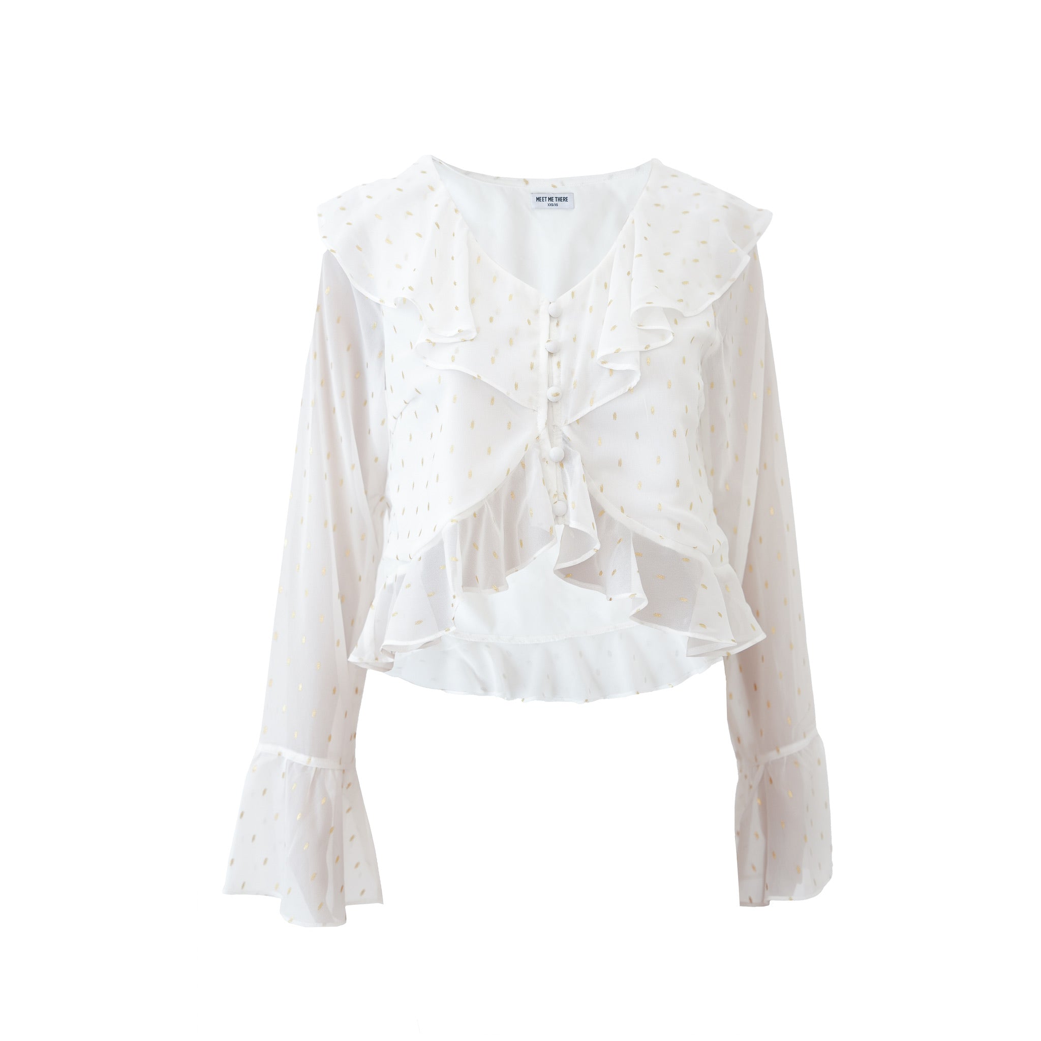 "Ruffle" blus vit