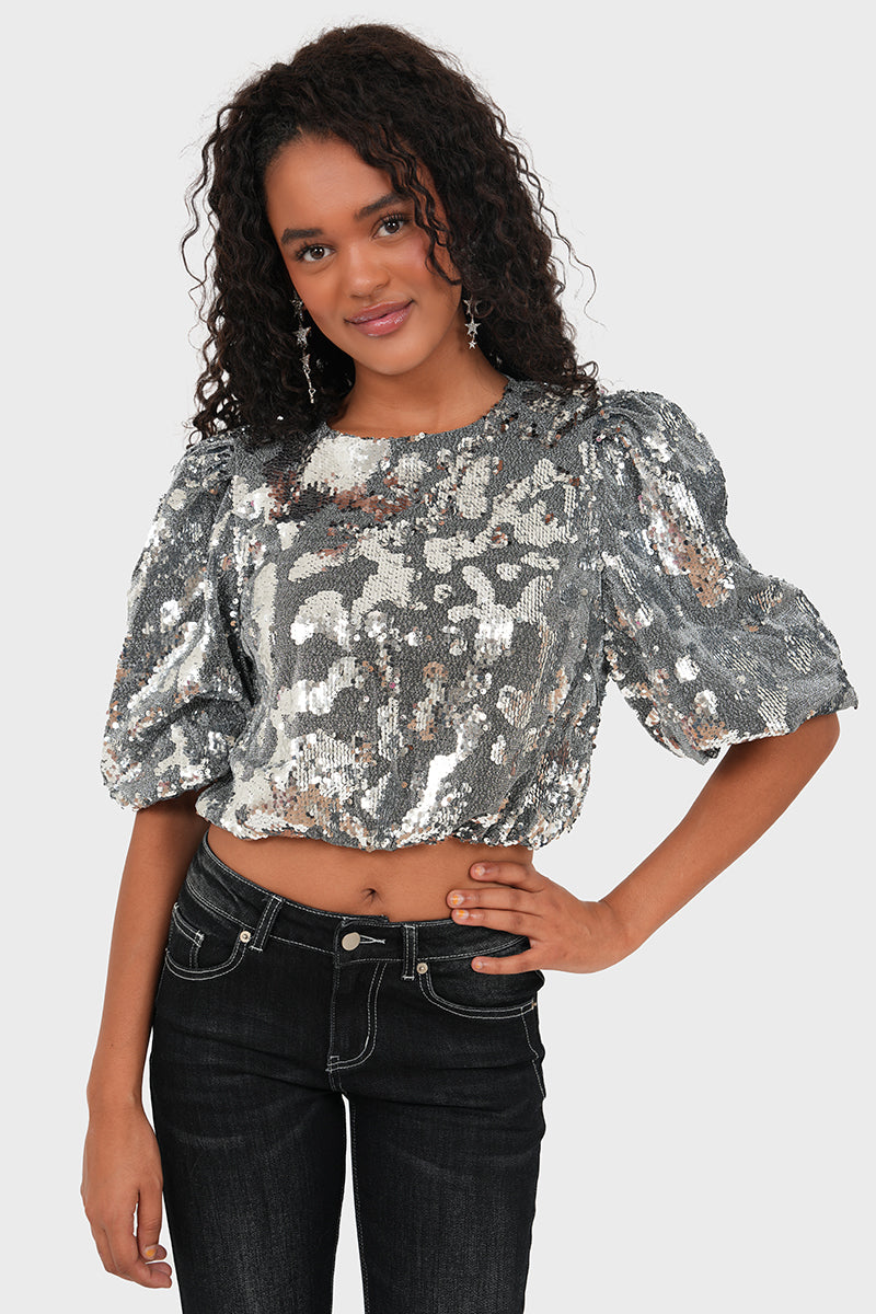 "Sparkly" top silver