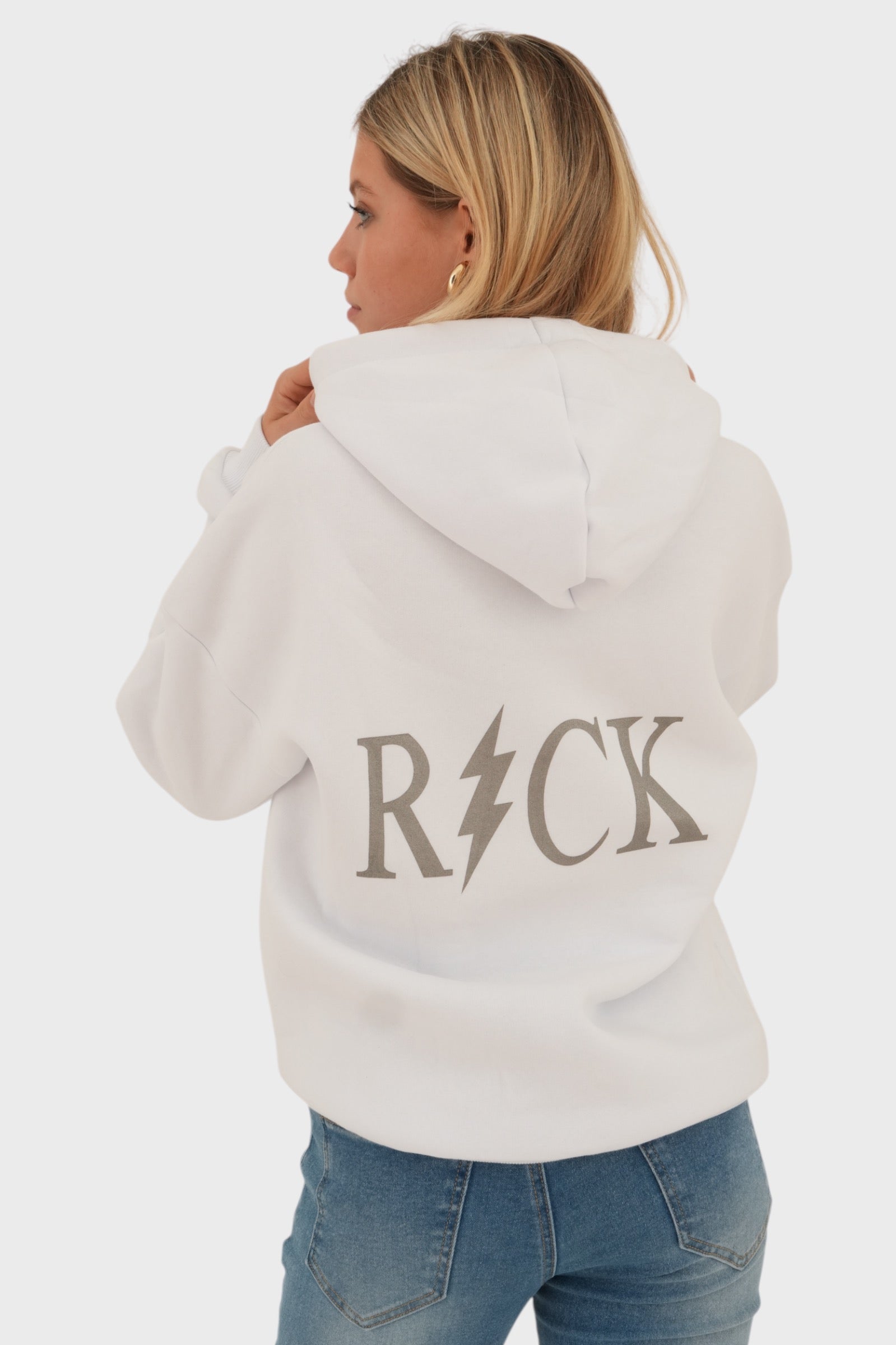 "Rock" hoodie white