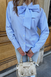 "Claire" striped blue blouse