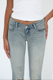 "Ripped" flared jeans light blue tall
