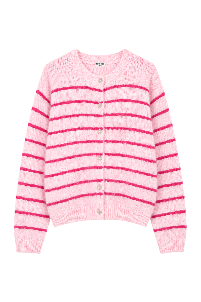“Anne” cardigan striped pink