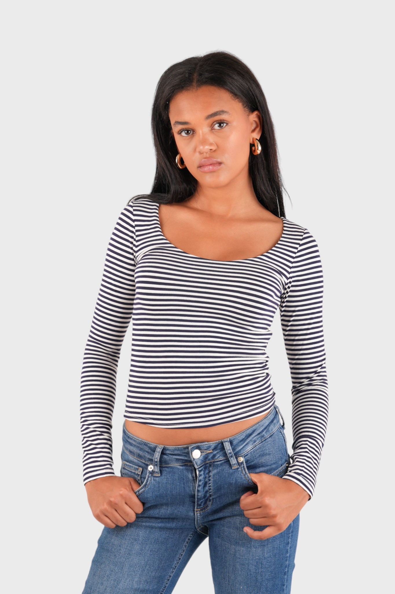 "Nola" top striped navy