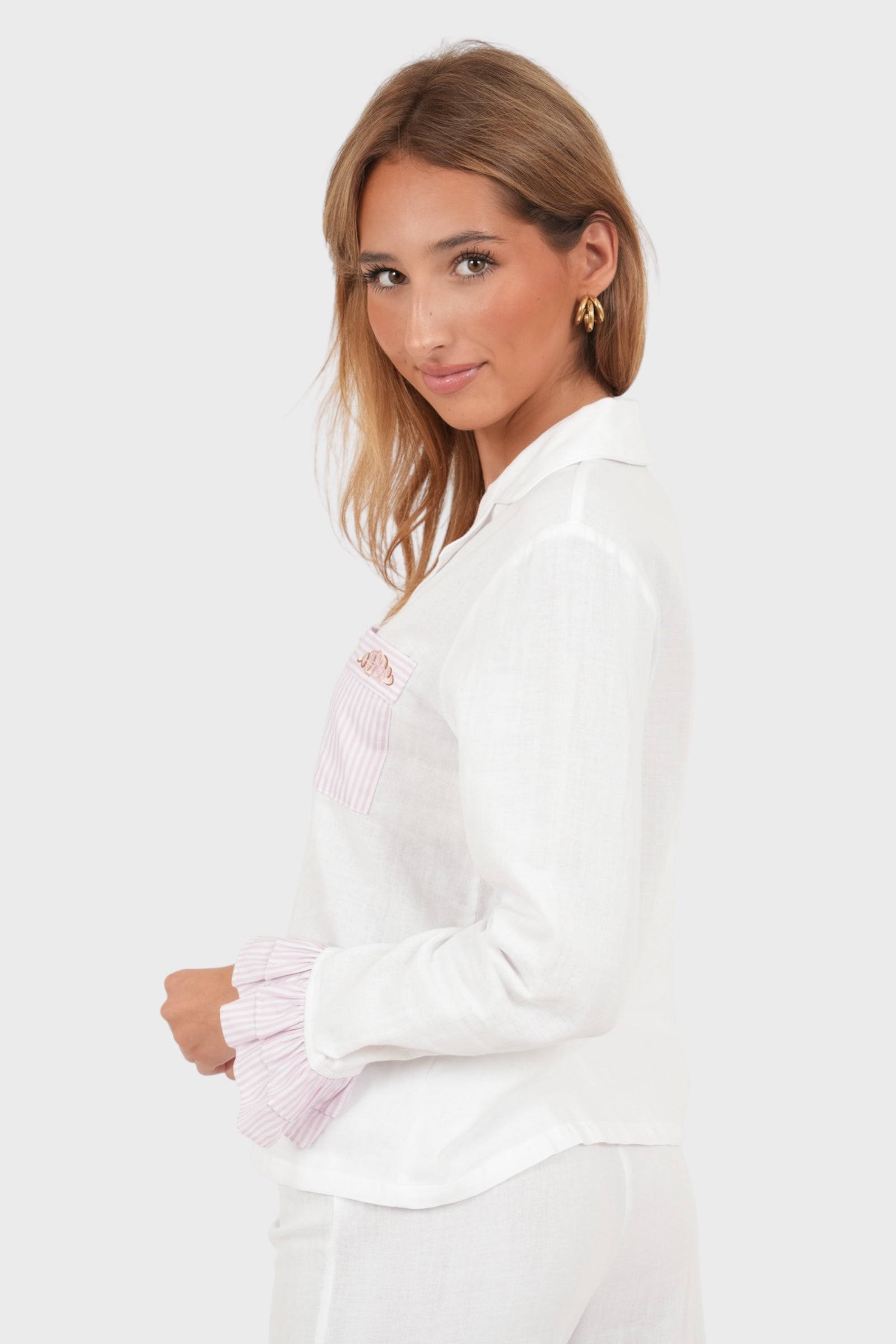 "Scarlett" Pyjamas oben weiß
