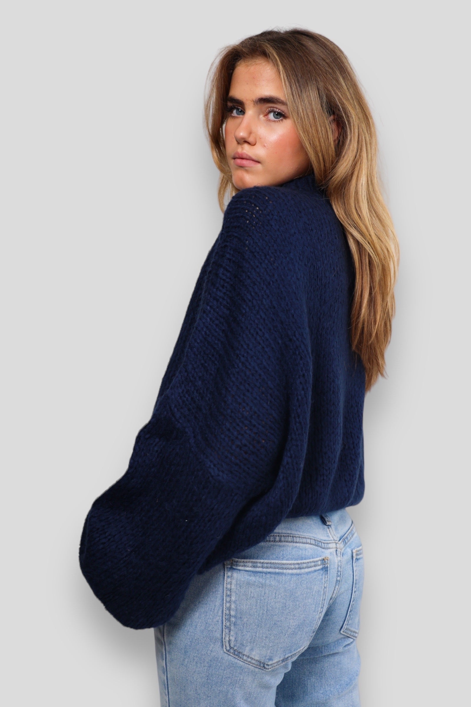 "Keep me warm" sweater navy