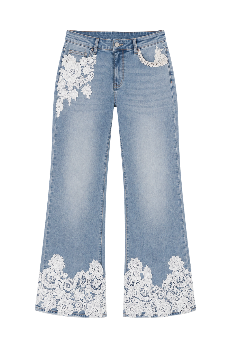 "Sanna" lace jeans light blue