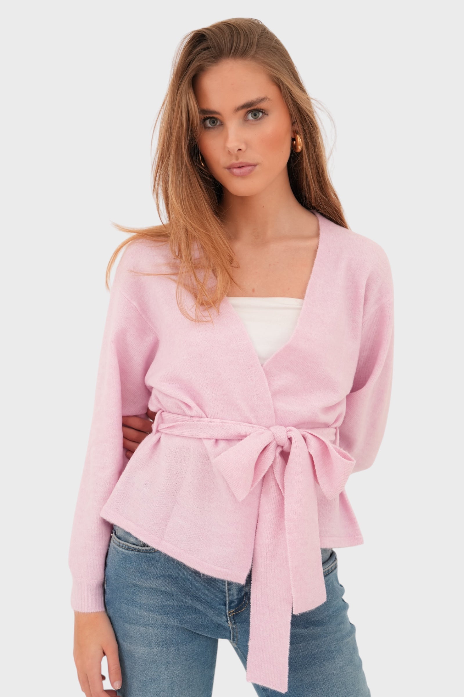 "Strikket" cardigan rosa