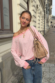 "Claire” sweater striped pink