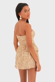 “Nightfall" dress gold