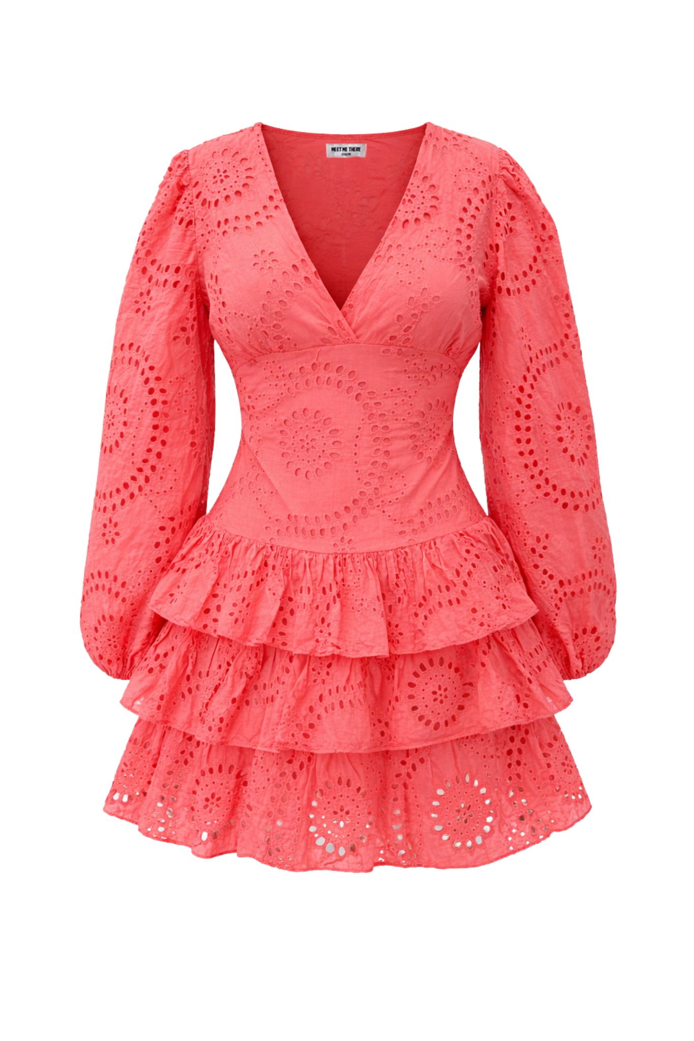 Lacey" Dress Coral Coral Broderie Summer Dress with Ruffles | Meet Me There Meet Me There Lacey" Dress Coral Coral Broderie Summer Dress with Ruffles | Meet Me There Meet Me There
