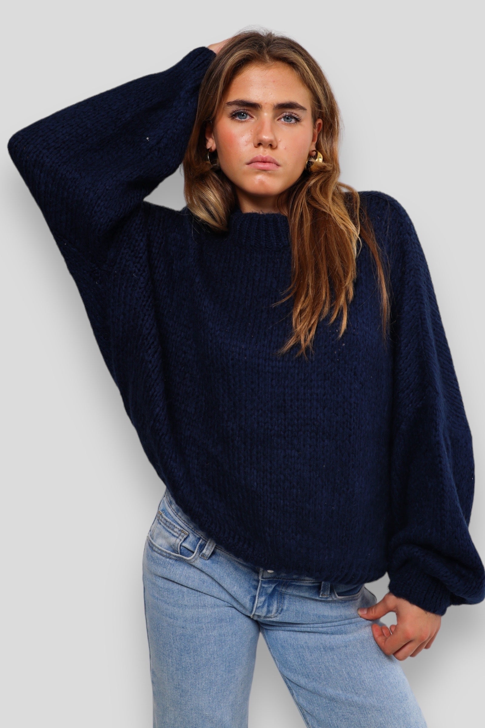 "Keep me warm" sweater navy