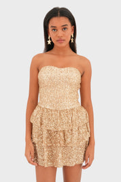 “Nightfall" dress gold