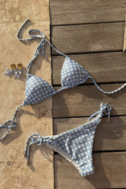 "Seabreeze" tied bikini bottom blue