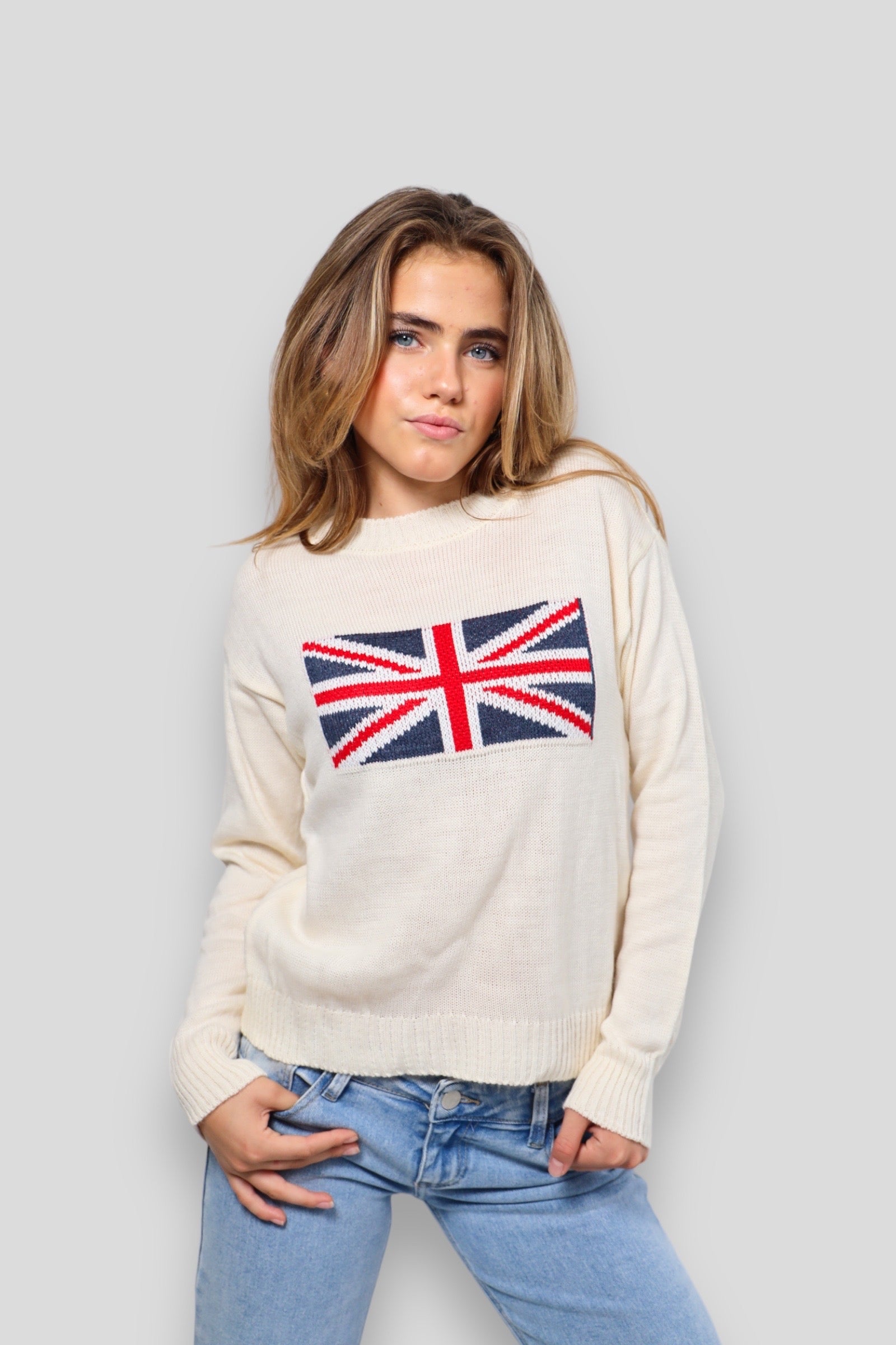 "Uk flag" sweater white