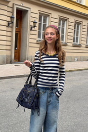 "Charlotte” top striped navy