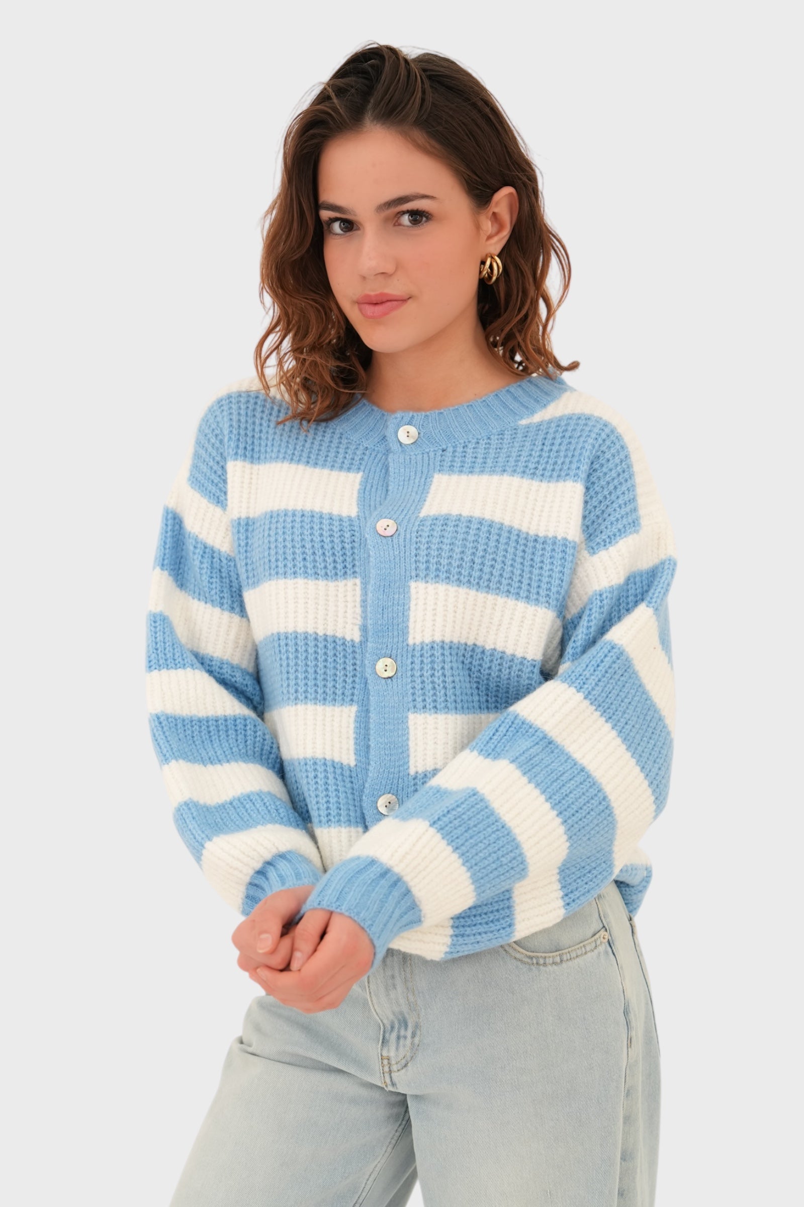 "Darling" cardigan striped blue