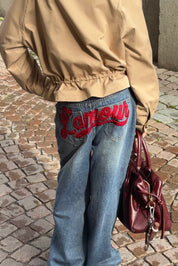"Cloé" wide leg jeans red
