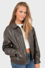 "Hazel" leather jacket brown