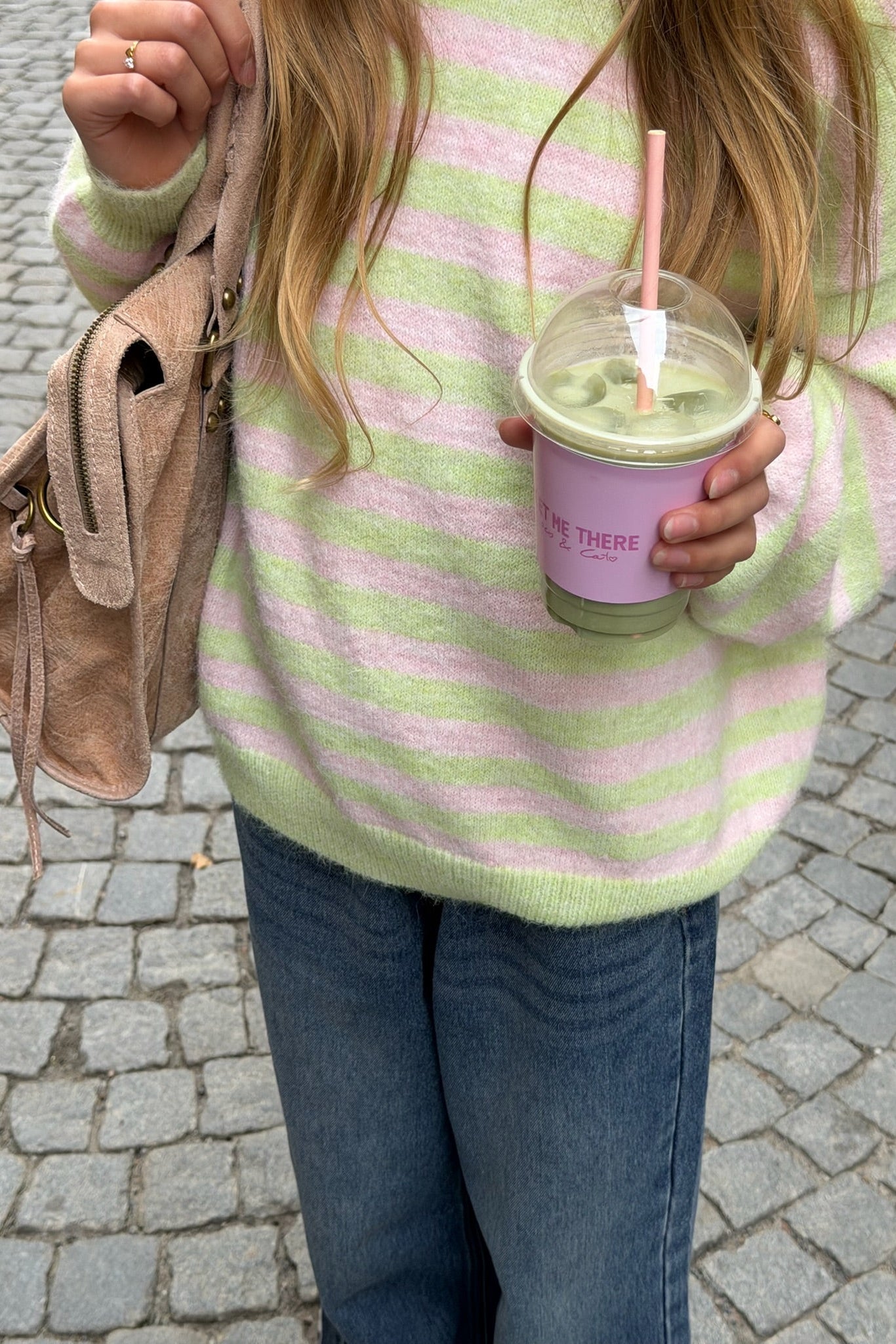 "Cato” sweater striped mint