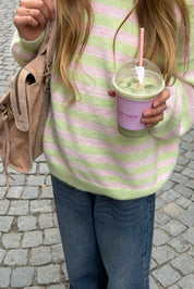 "Cato” sweater striped mint