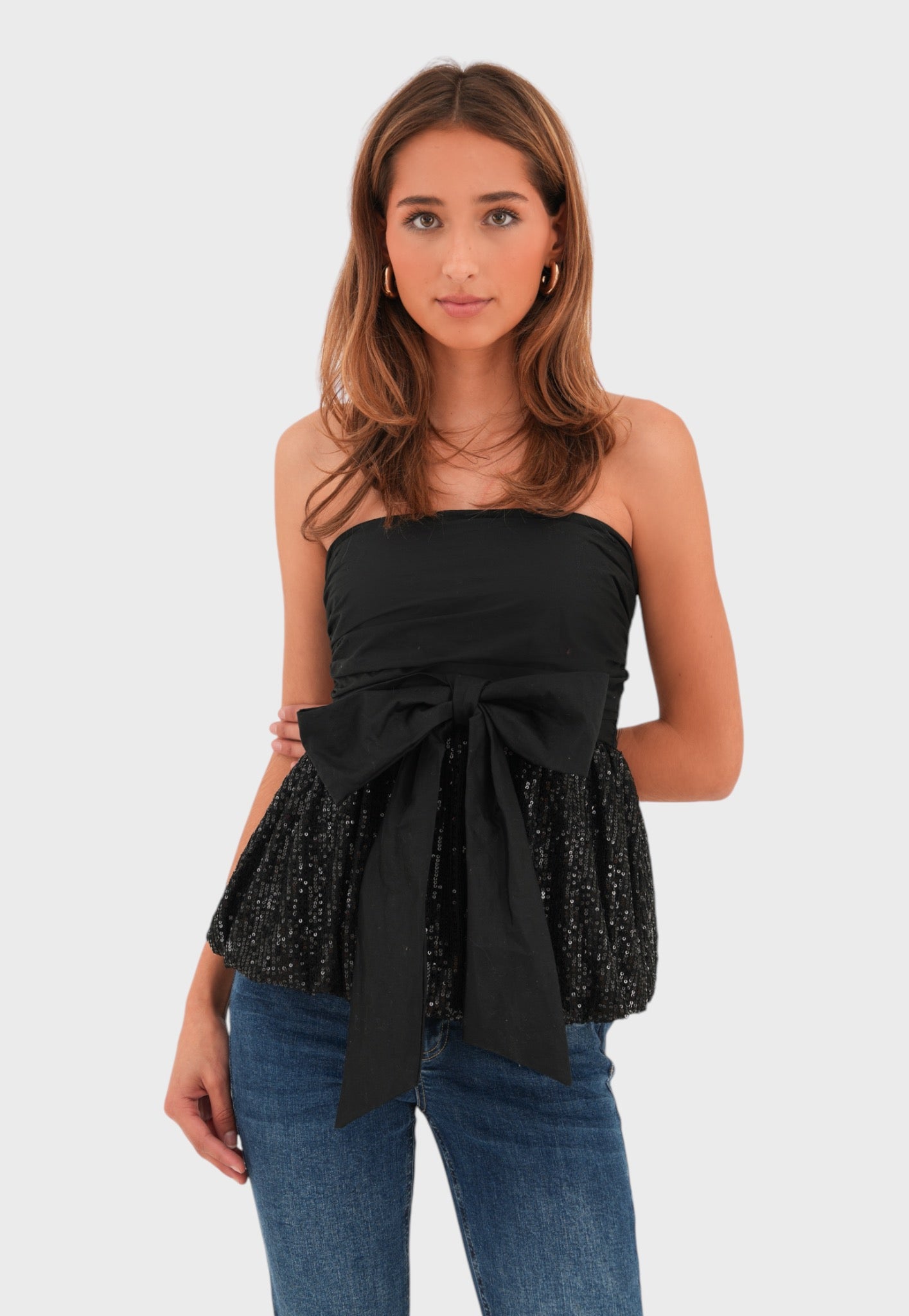 "Ribbon" top black