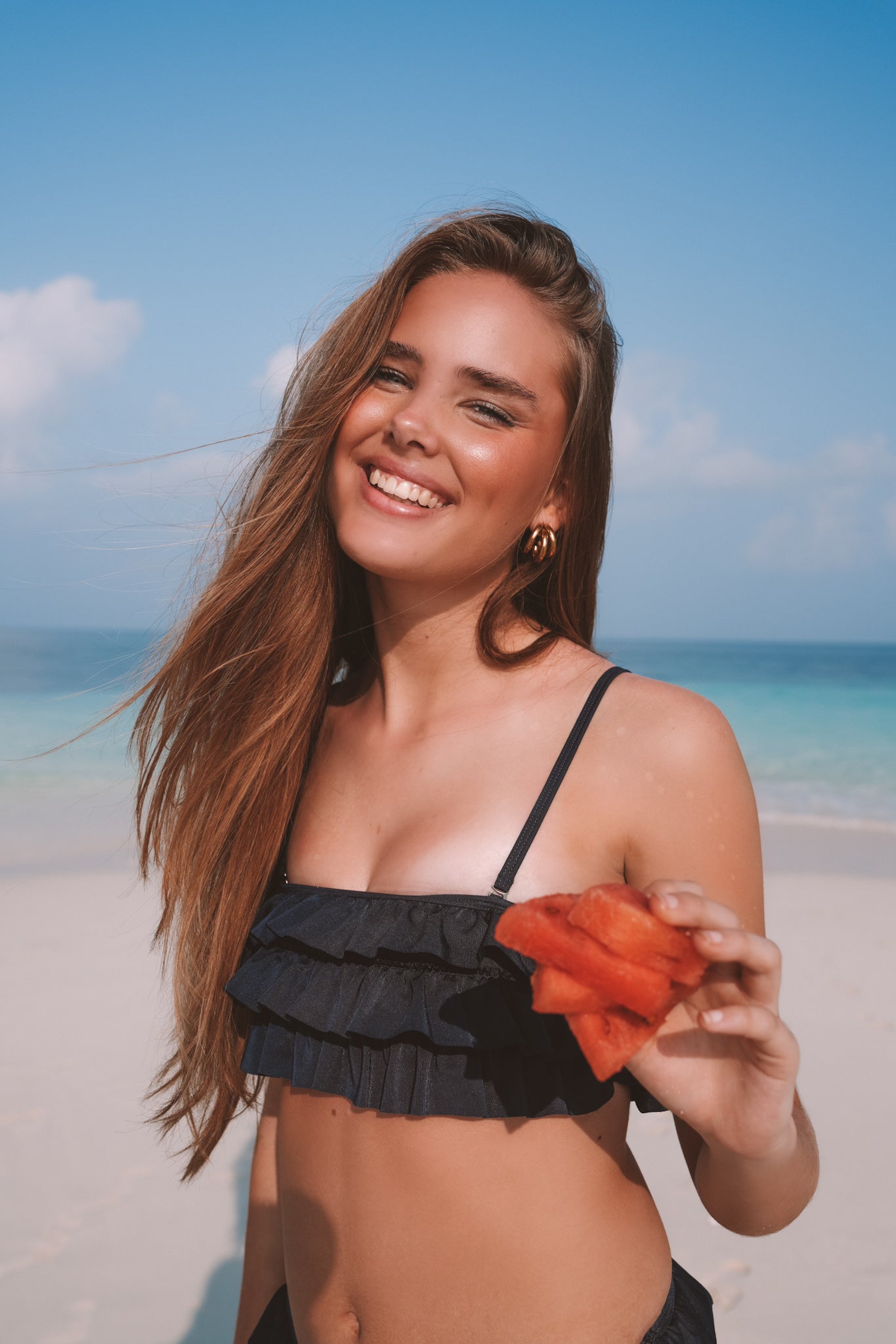 "Ruffle" Bikini Top Navy