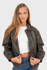 "Hazel" leather jacket brown