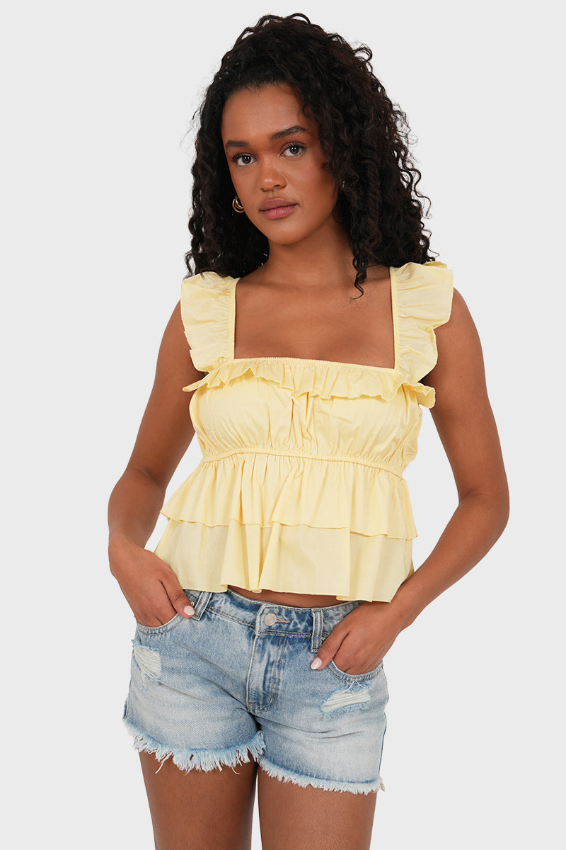 Yellow Raffles Top