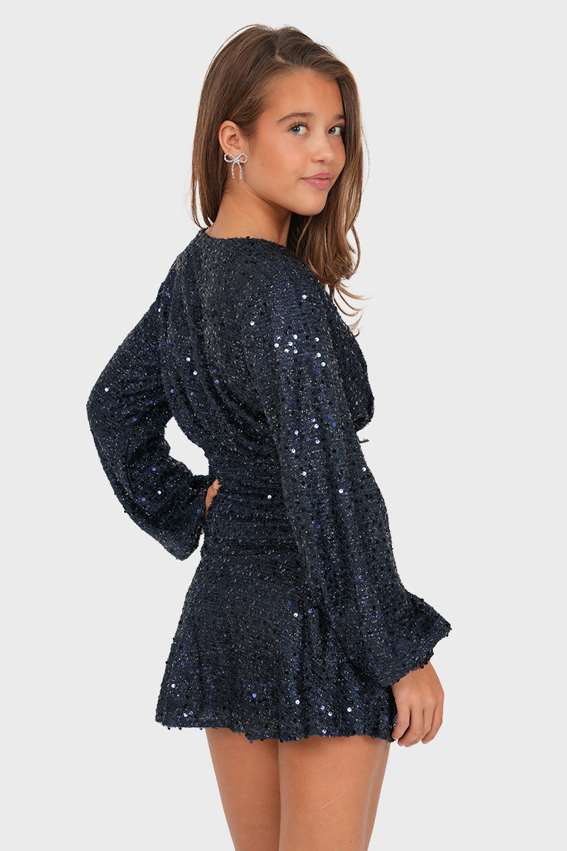 “Scarlett” glitter dress navy