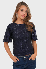 "Shiney" top navy