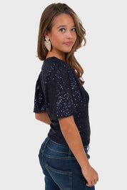 "Shiney" top navy