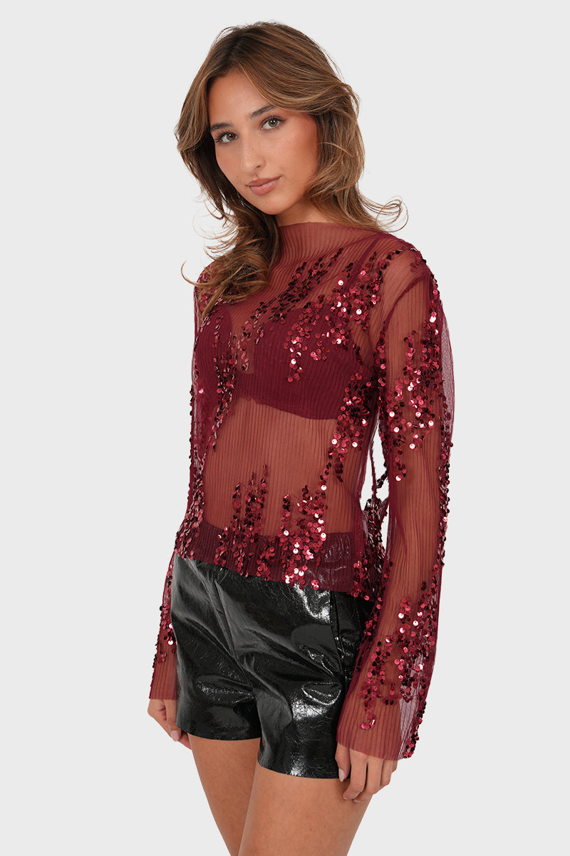 “Sara” top bordeaux