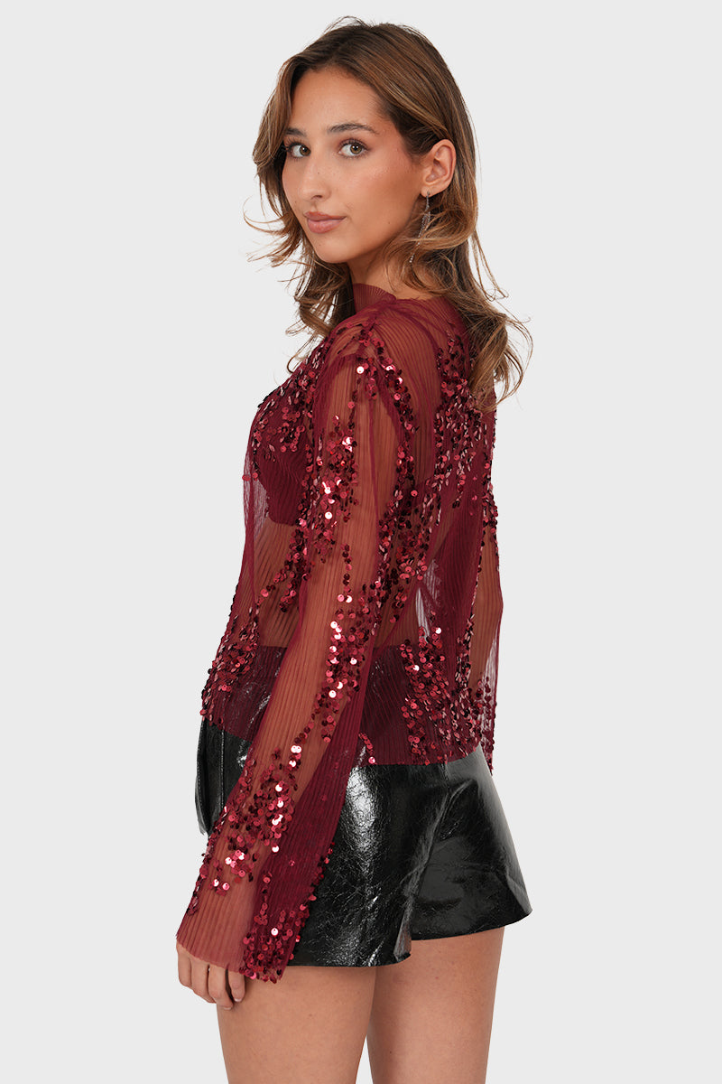 “Sara” top bordeaux