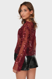 “Sara” top bordeaux