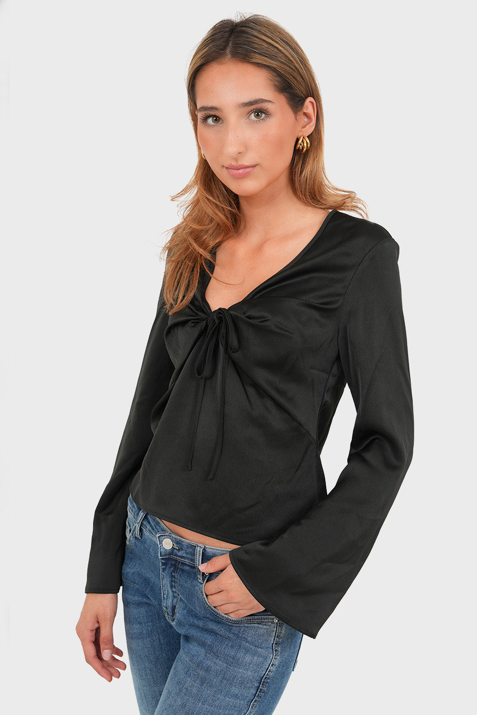 "Pearl" top black