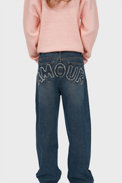 "Cleo” wide leg jeans dark blue