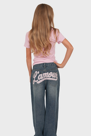 "Cloé" wide leg jeans pink