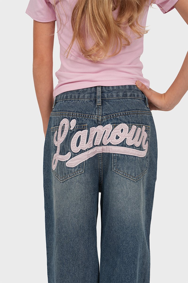 "Cloé" wide leg jeans pink