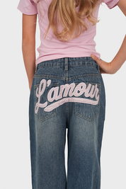 "Cloé" wide leg jeans pink