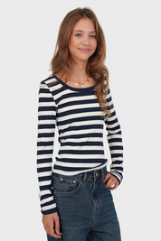 "Charlotte” top striped navy