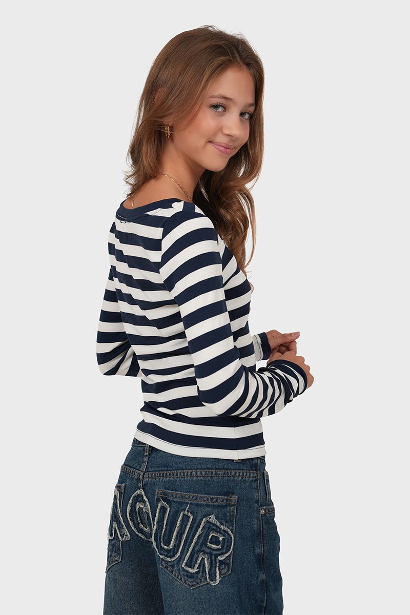 "Charlotte” top striped navy