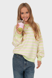 "Cato” sweater striped mint