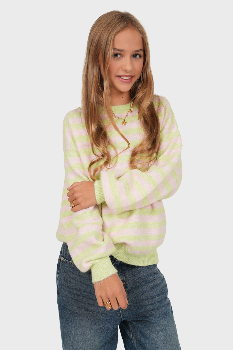 "Cato” sweater striped mint
