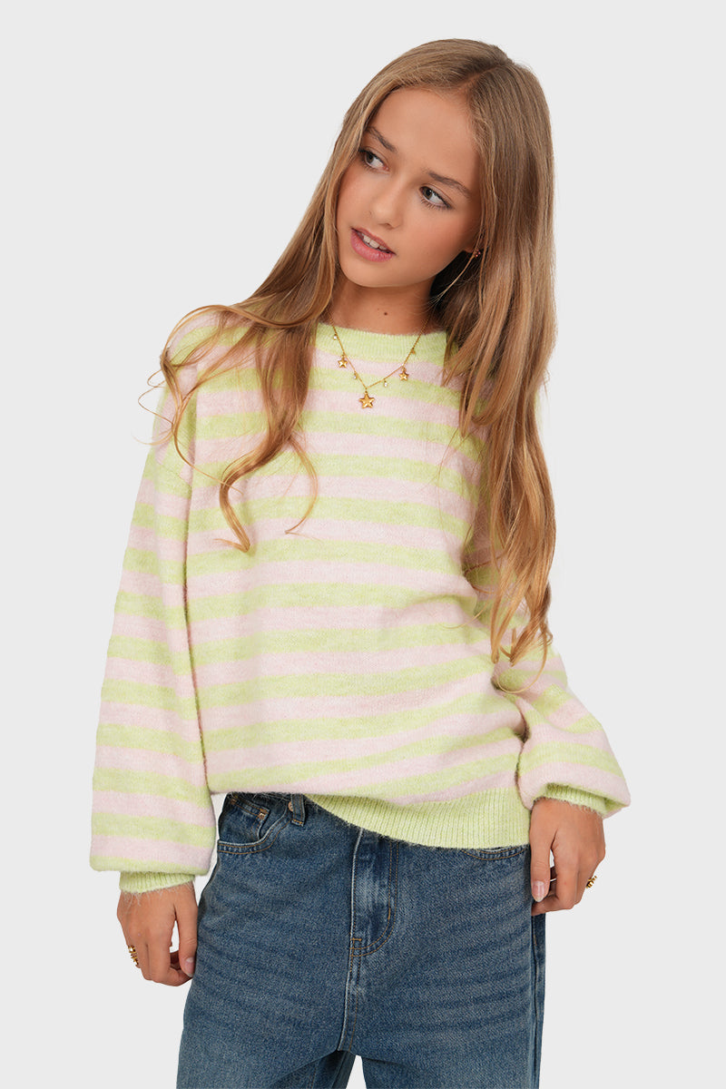 "Cato” sweater striped mint