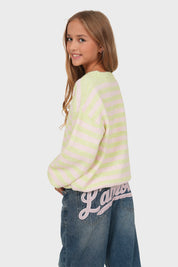"Cato” sweater striped mint